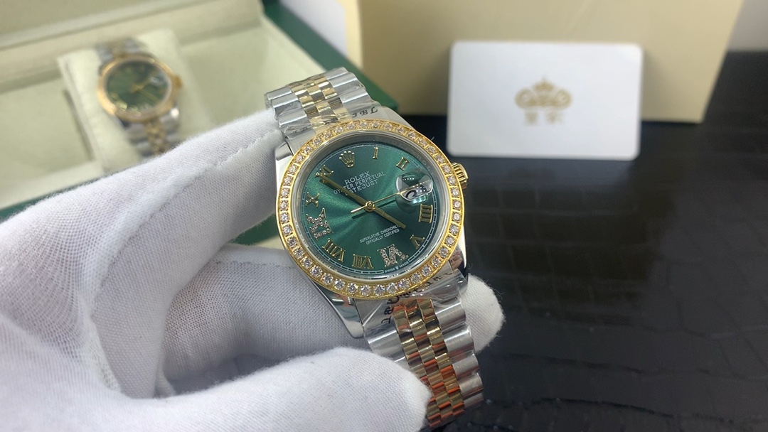 Rolex 皇家 劳力士日志系列女表36尺寸和31尺寸绿盘腕表