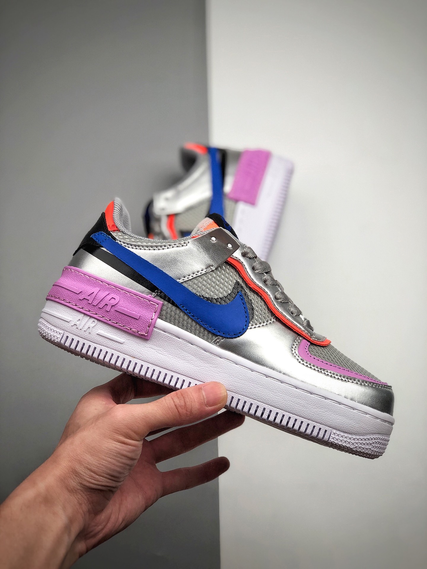 160  公司级Air Force 1 Shadow 金属风 轻量增高低帮百搭板鞋”拼接马卡龙” CW6030-001