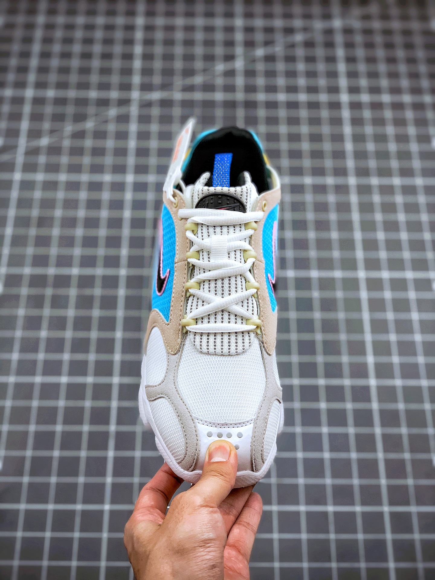 200 Stussy x Air Zoom Spiridon CG 2  六层组合气垫  灰蓝粉 限定版 CW7482-100