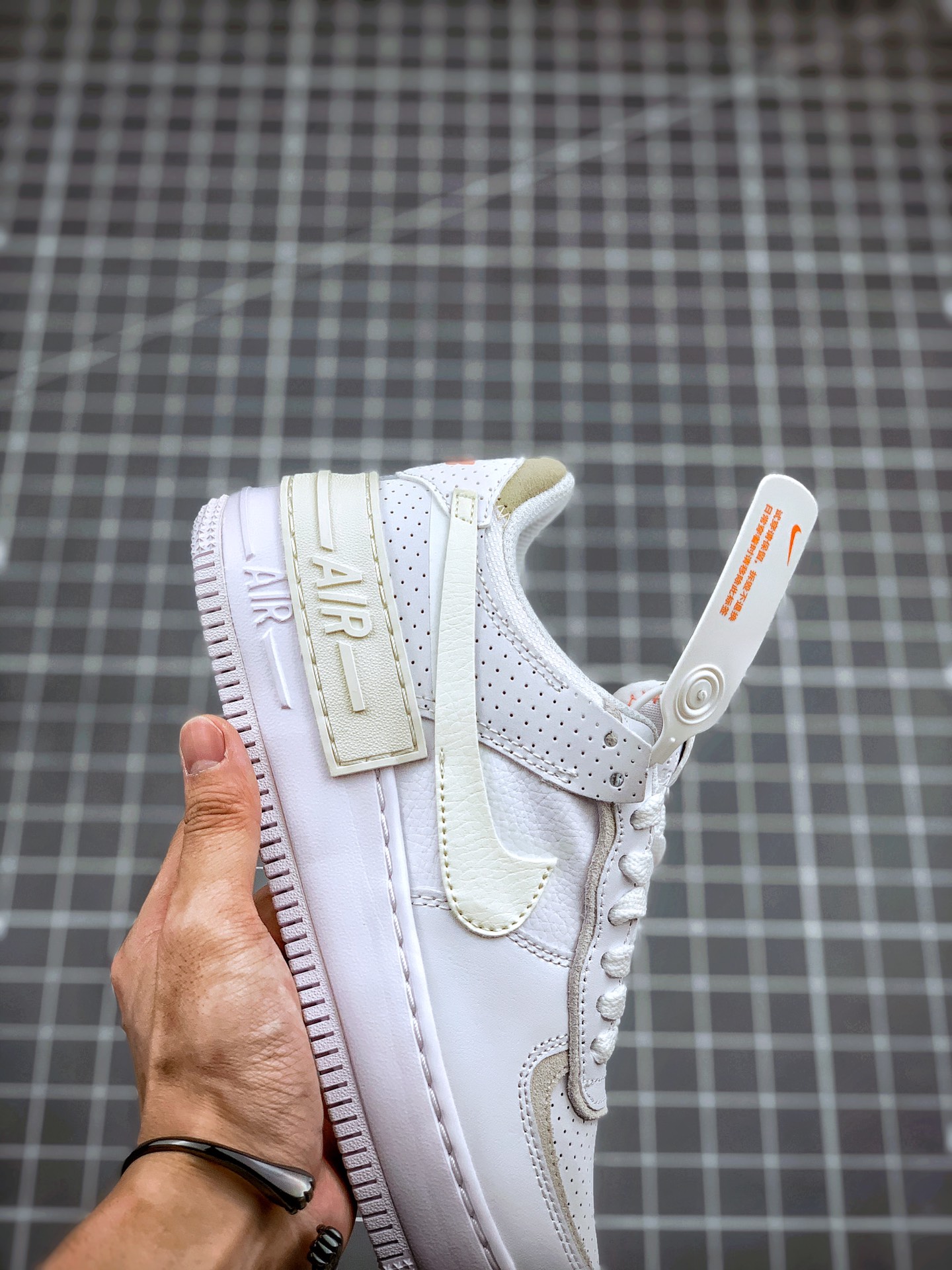 200 Air Force 1 Shadow 灰白拼接 轻量增高低帮百搭板鞋”拼接马卡龙” CZ8107-100