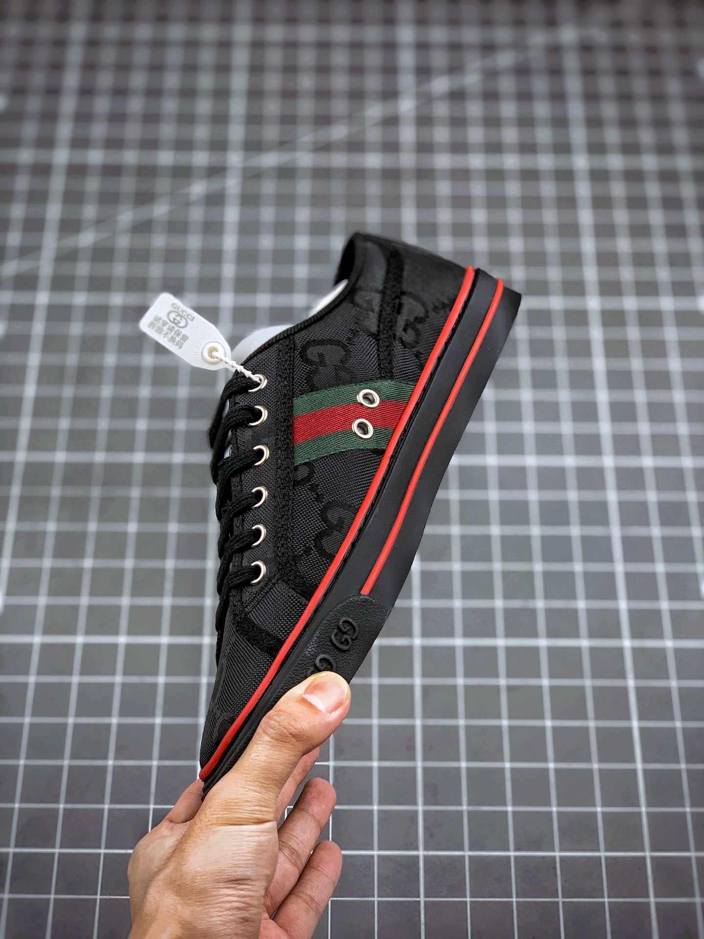 330   海淘商家混卖版  渠道原装订单 GUCCI Tennis 1977 Print Sneaker 帆布印花复古休闲运动板鞋