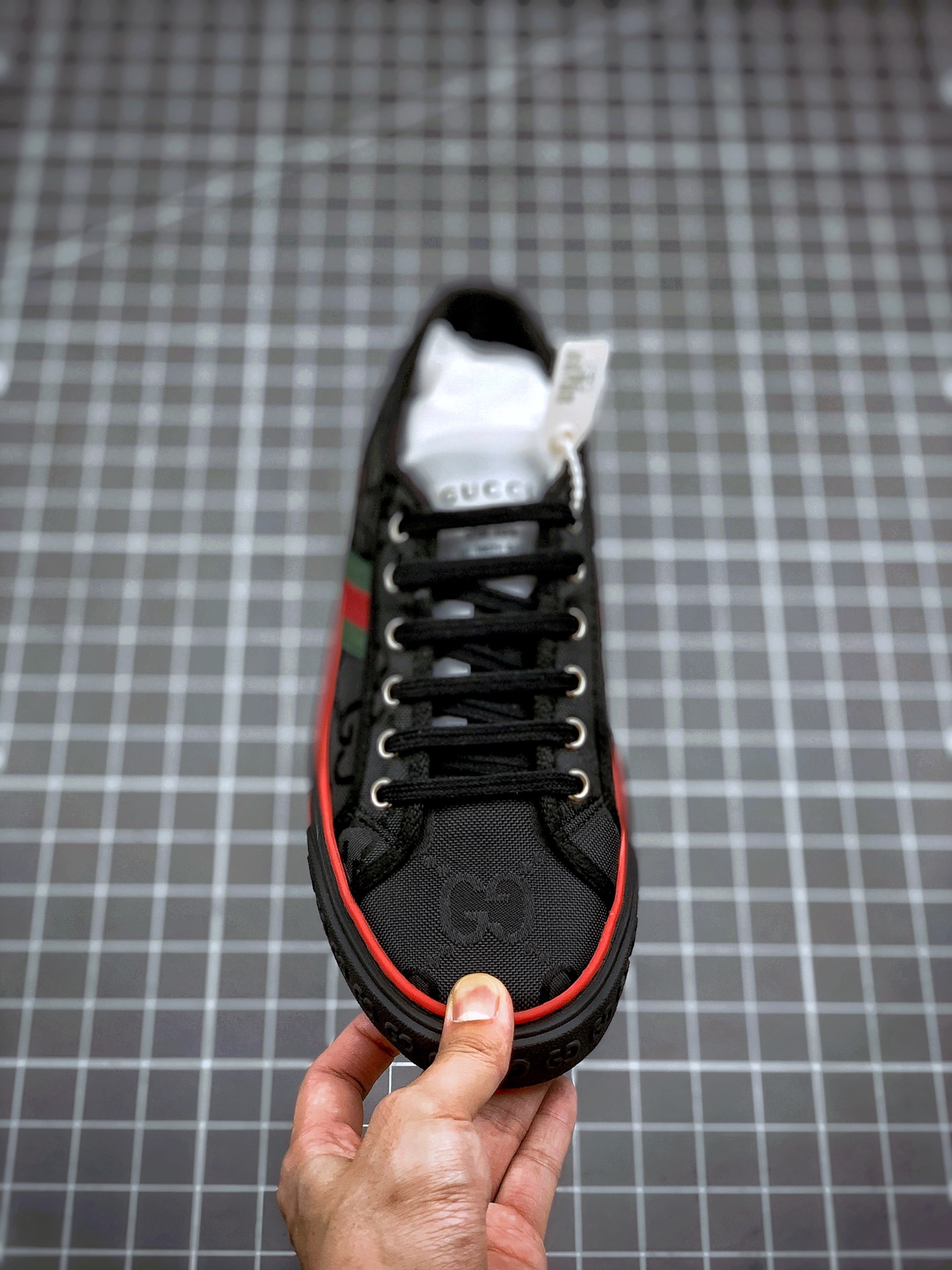 330   海淘商家混卖版  渠道原装订单 GUCCI Tennis 1977 Print Sneaker 帆布印花复古休闲运动板鞋