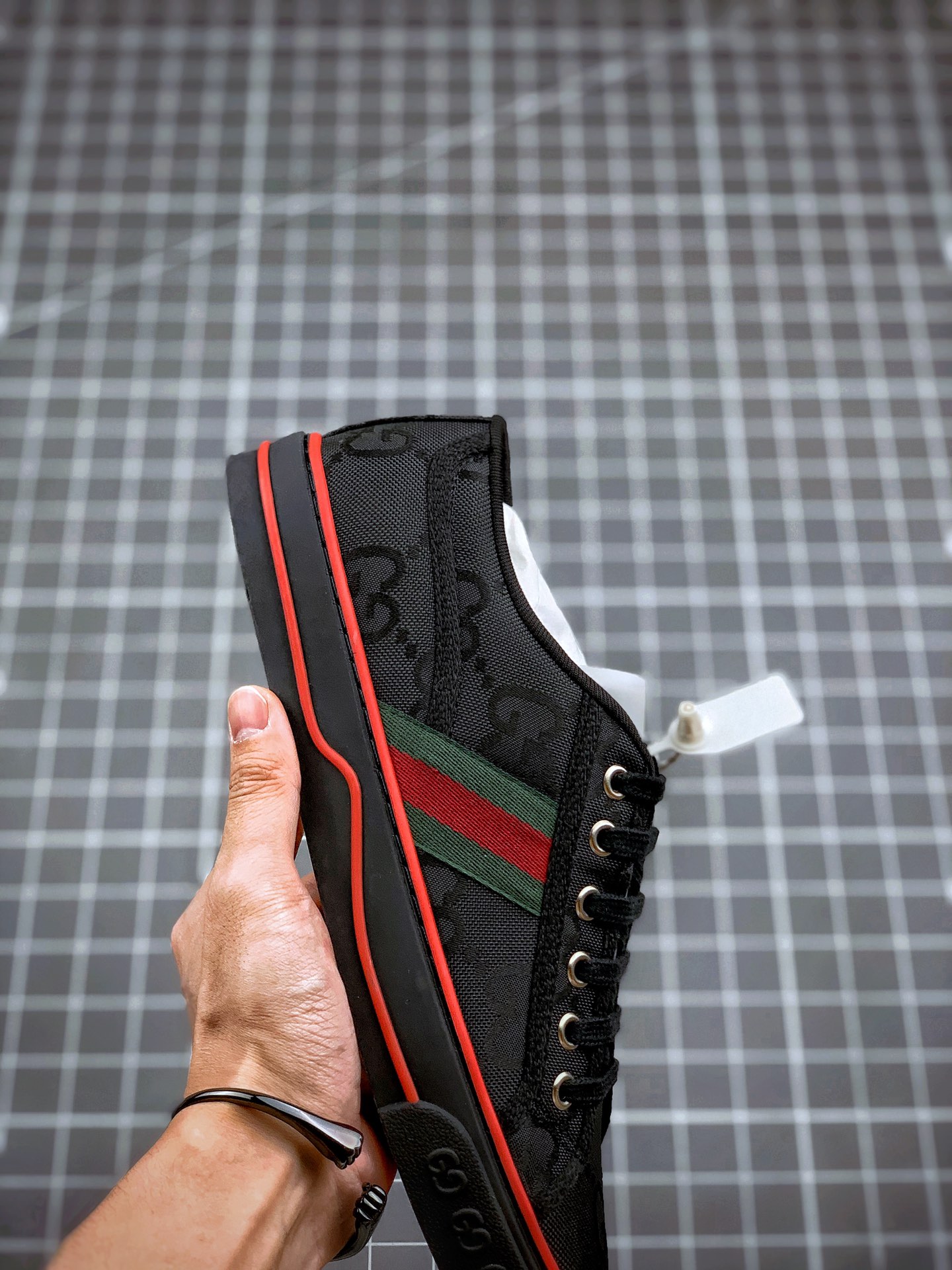 330   海淘商家混卖版  渠道原装订单 GUCCI Tennis 1977 Print Sneaker 帆布印花复古休闲运动板鞋