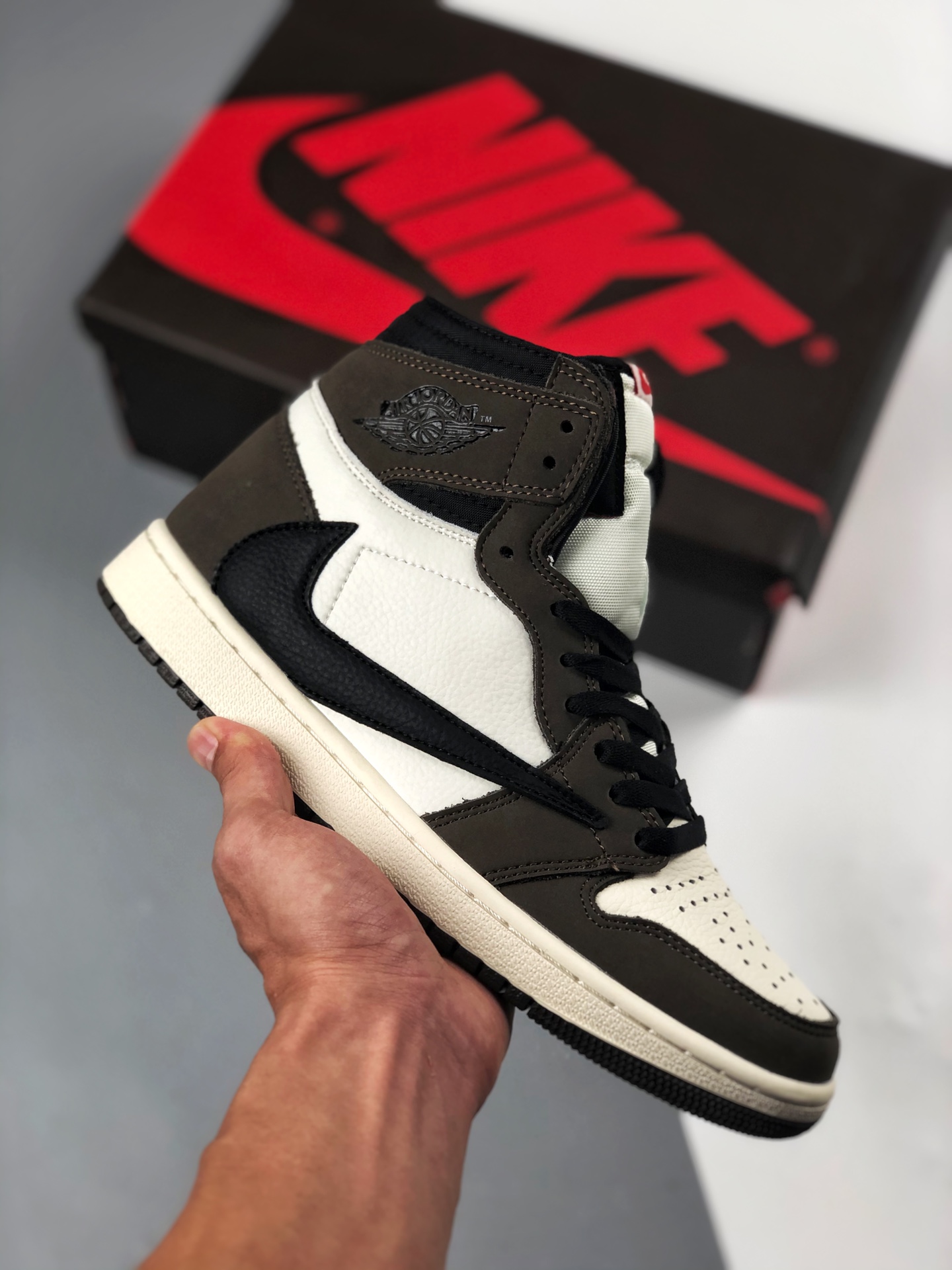 Apoyo contra reembolso-3 Travis Scott X Air Jordan 1 gancho invertido, desarrollo con horma y archivos originales, #par…