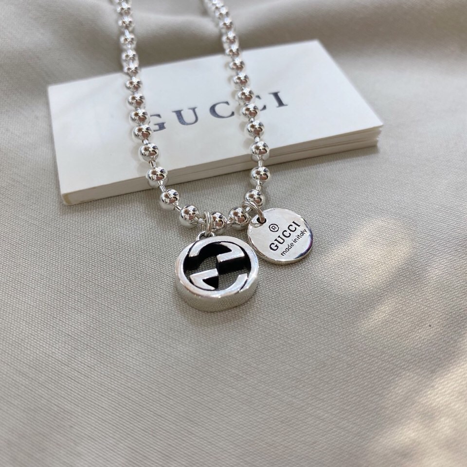 NO:101811,Gucci 925 sterling silver double G round bead necklace size 55cm, Gucci necklace, gucci, gucci, necklace, pure silver19860909Gucci古驰925纯银双G圆牌圆珠项链 尺寸55cm,古驰项链,gucci,gucci,necklace,pure silver,Jewelry