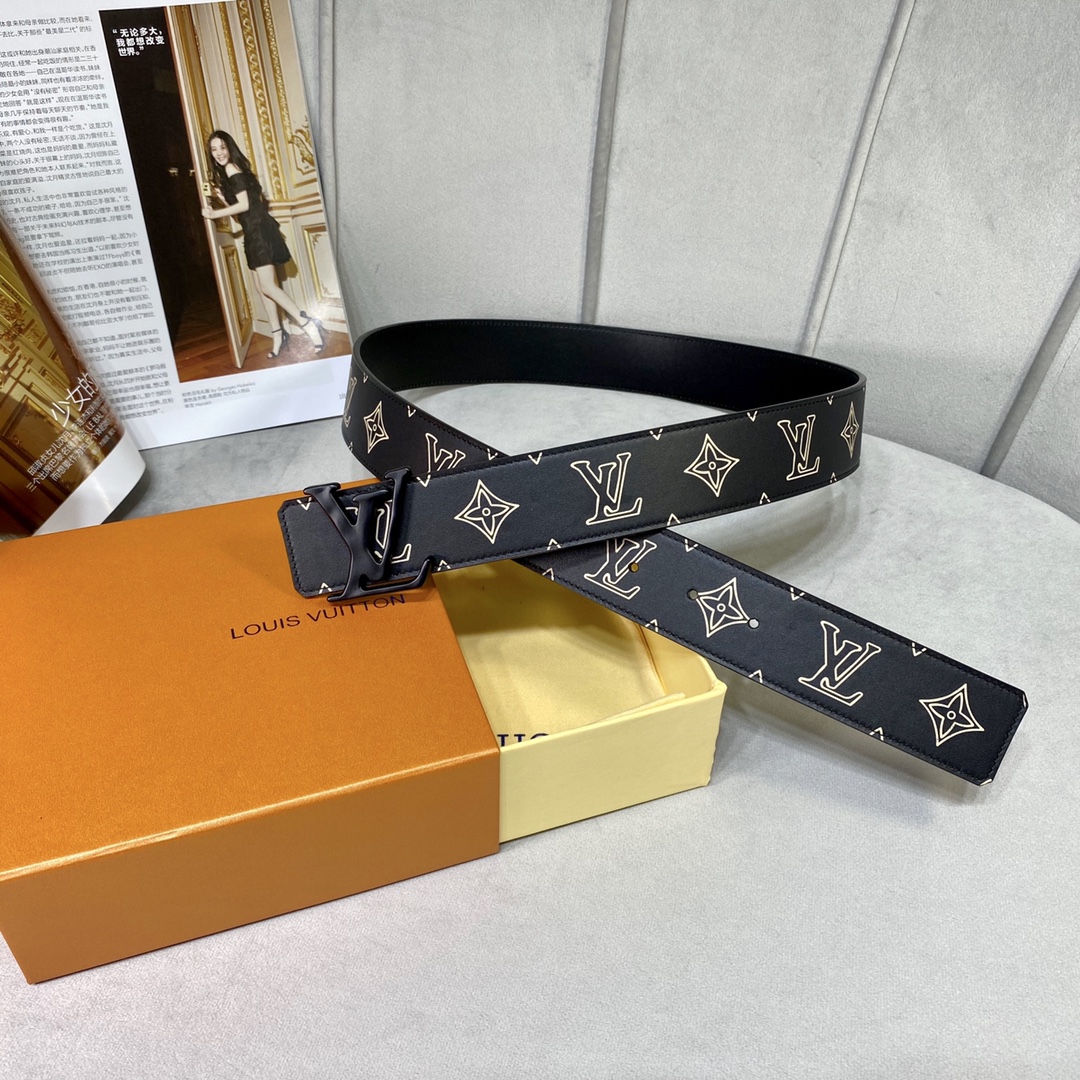 Louis Vuitton AAA
 Belts Black Men Calfskin Cowhide Raffia