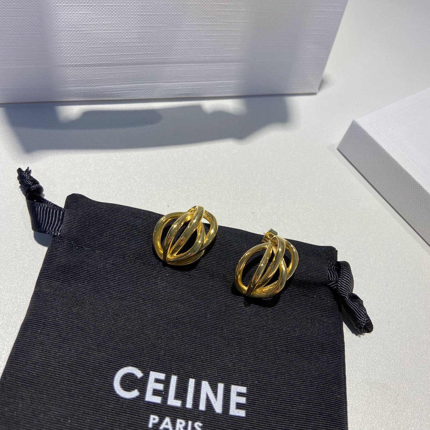 2023 Luxury Replicas
 Celine Jewelry Earring Gold Openwork Vintage