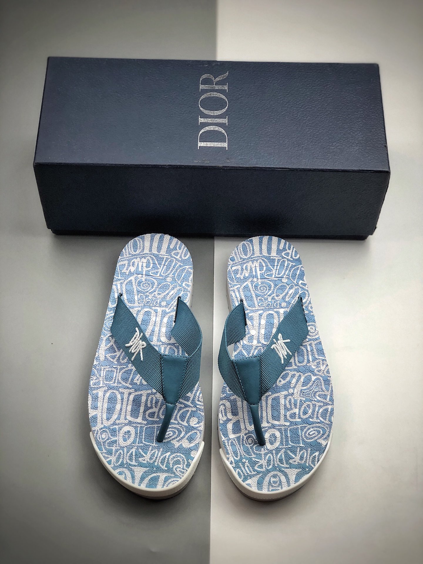 高奢品牌Dior迪奥Flip-Flops Logo Shower Sandals”Oblique”阿尔法系列山系运动休闲尼龙人字拖鞋