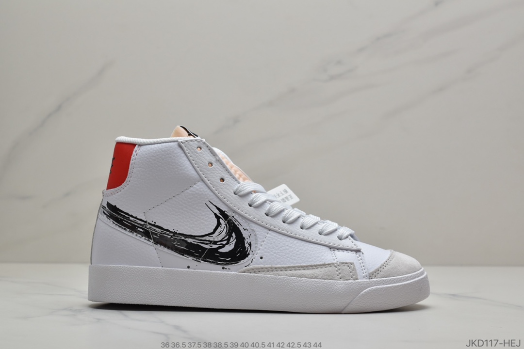 160 公司级 耐克Nike Blazer Mid '77 Vintage 开拓者“涂鸦勾”复古高帮休闲板鞋 CW7580-100