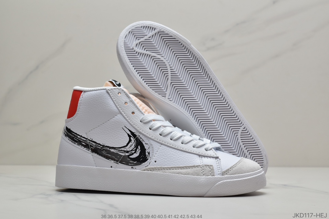 160 公司级 耐克Nike Blazer Mid '77 Vintage 开拓者“涂鸦勾”复古高帮休闲板鞋 CW7580-100
