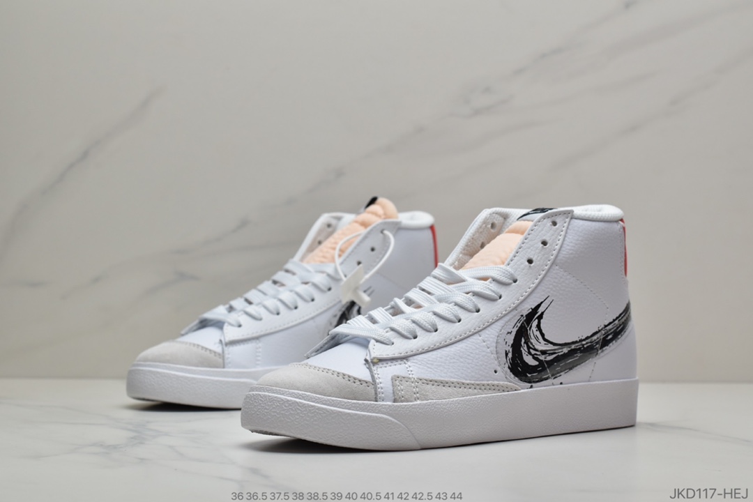 160 公司级 耐克Nike Blazer Mid '77 Vintage 开拓者“涂鸦勾”复古高帮休闲板鞋 CW7580-100