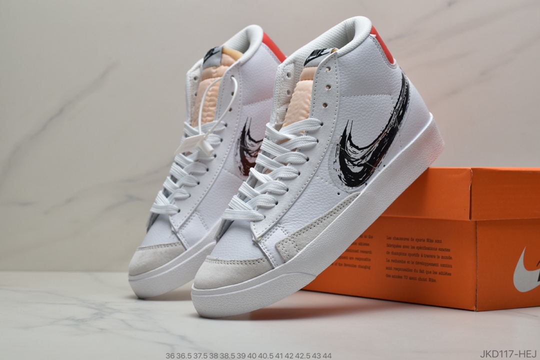 160 公司级 耐克Nike Blazer Mid '77 Vintage 开拓者“涂鸦勾”复古高帮休闲板鞋 CW7580-100