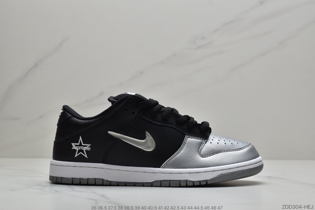 230 公司级 Supreme x Nike SB Dunk Low 货号：CK3480 600”Metallic Silver” 白红配色滑板鞋