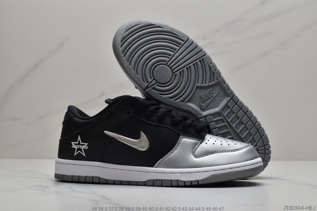 230 公司级 Supreme x Nike SB Dunk Low 货号：CK3480 600”Metallic Silver” 白红配色滑板鞋