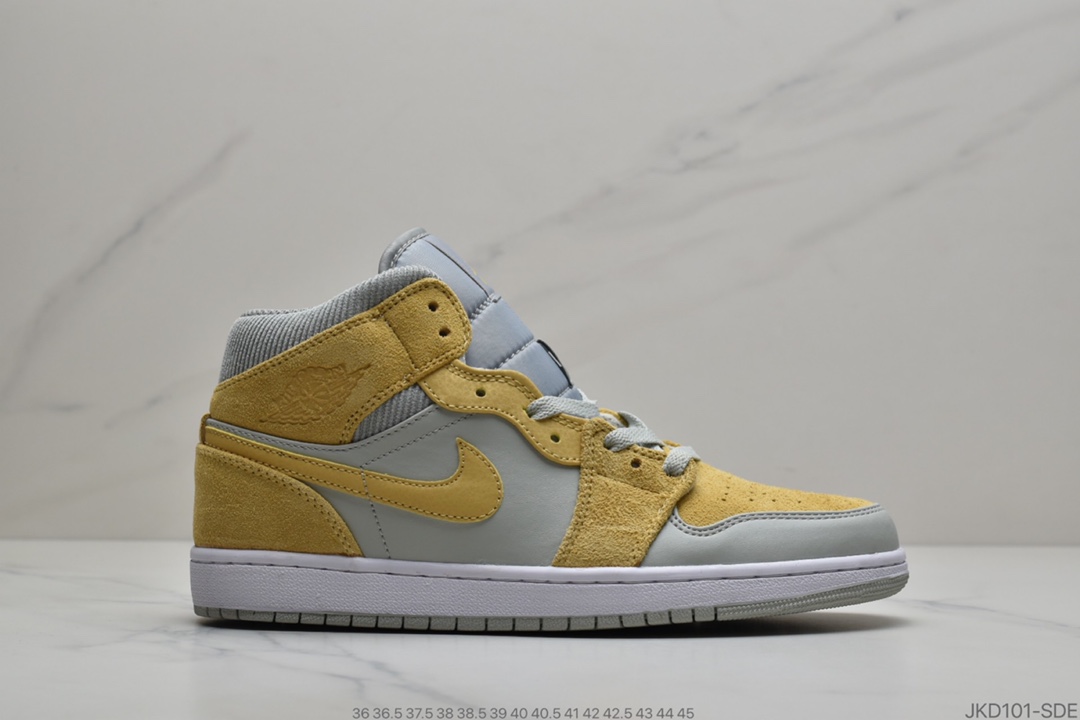 160 Air Jordan 1 Mid 巴黎采用与巴黎配色相似的灰色搭配蓝紫点缀