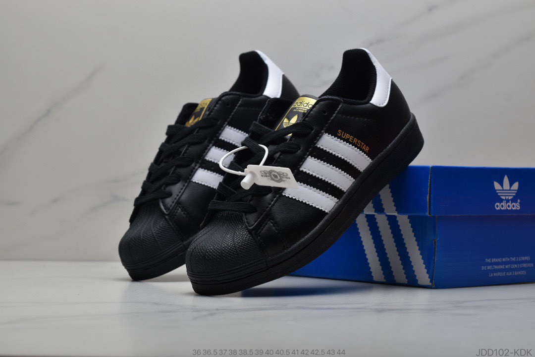 120 公司级 Adidas三叶草Superstar贝壳头头层皮软蓝 底情侣全黑贝壳头板鞋AF5666