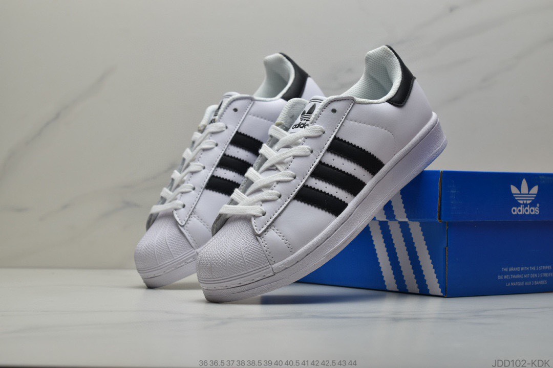 120 公司级 Adidas三叶草Superstar贝壳头头层皮软蓝 底情侣全黑贝壳头板鞋AF5666