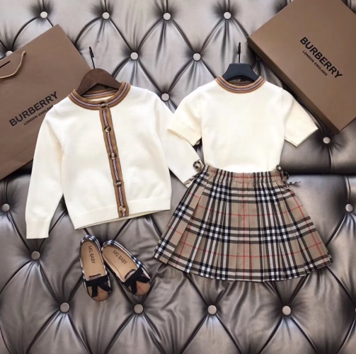 Burberry Girls' Merino Wool Blend Three-Piece Set with Iconic Check Skirt 1 Burberry Girls' Merino Wool Blend Three-Piece Set with Iconic Check Skirt