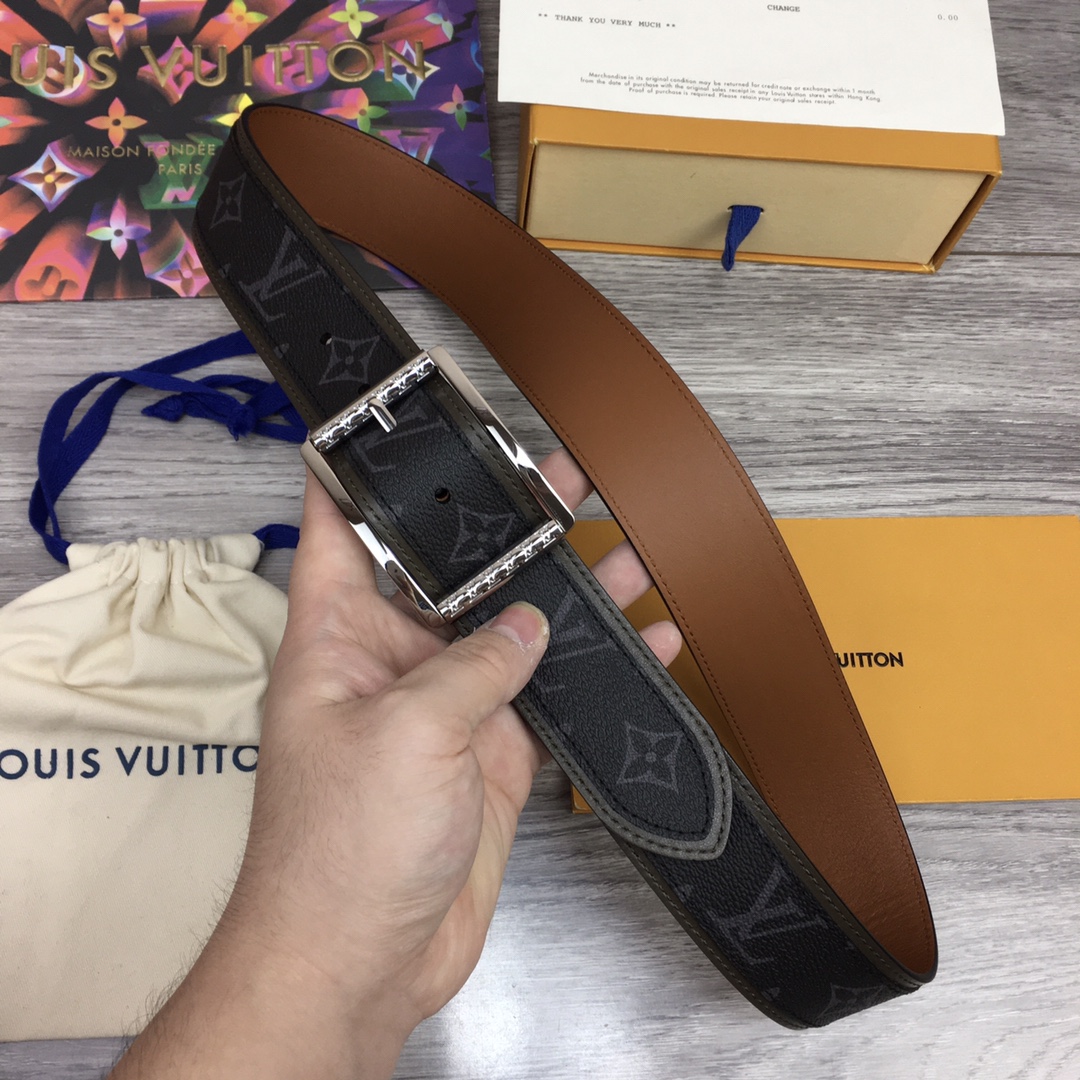 Louis Vuitton Belts Men Calfskin Canvas Cowhide