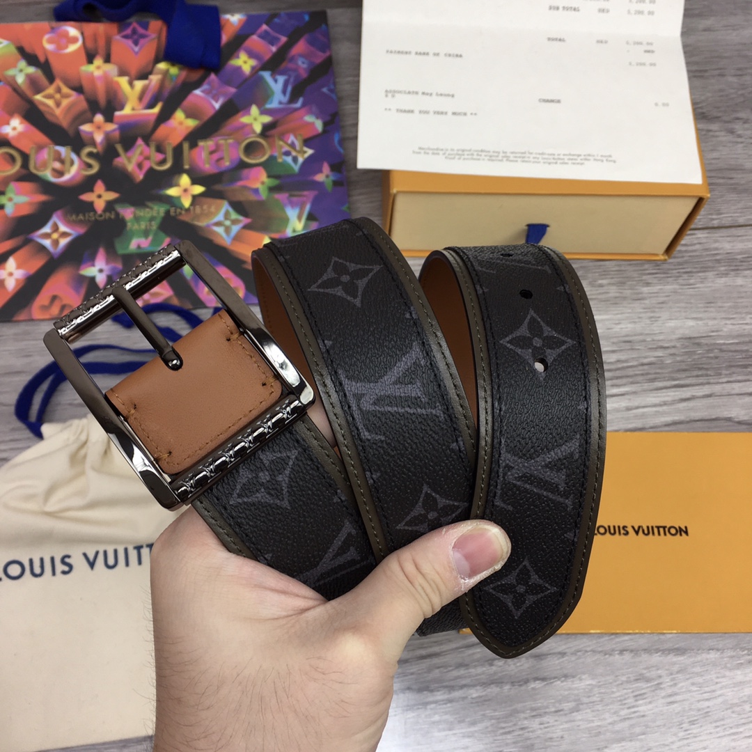 Louis Vuitton Belts Men Calfskin Canvas Cowhide