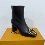 Louis Vuitton Short Boots Black Gold Calfskin Cowhide Genuine Leather Patent Fall/Winter Collection