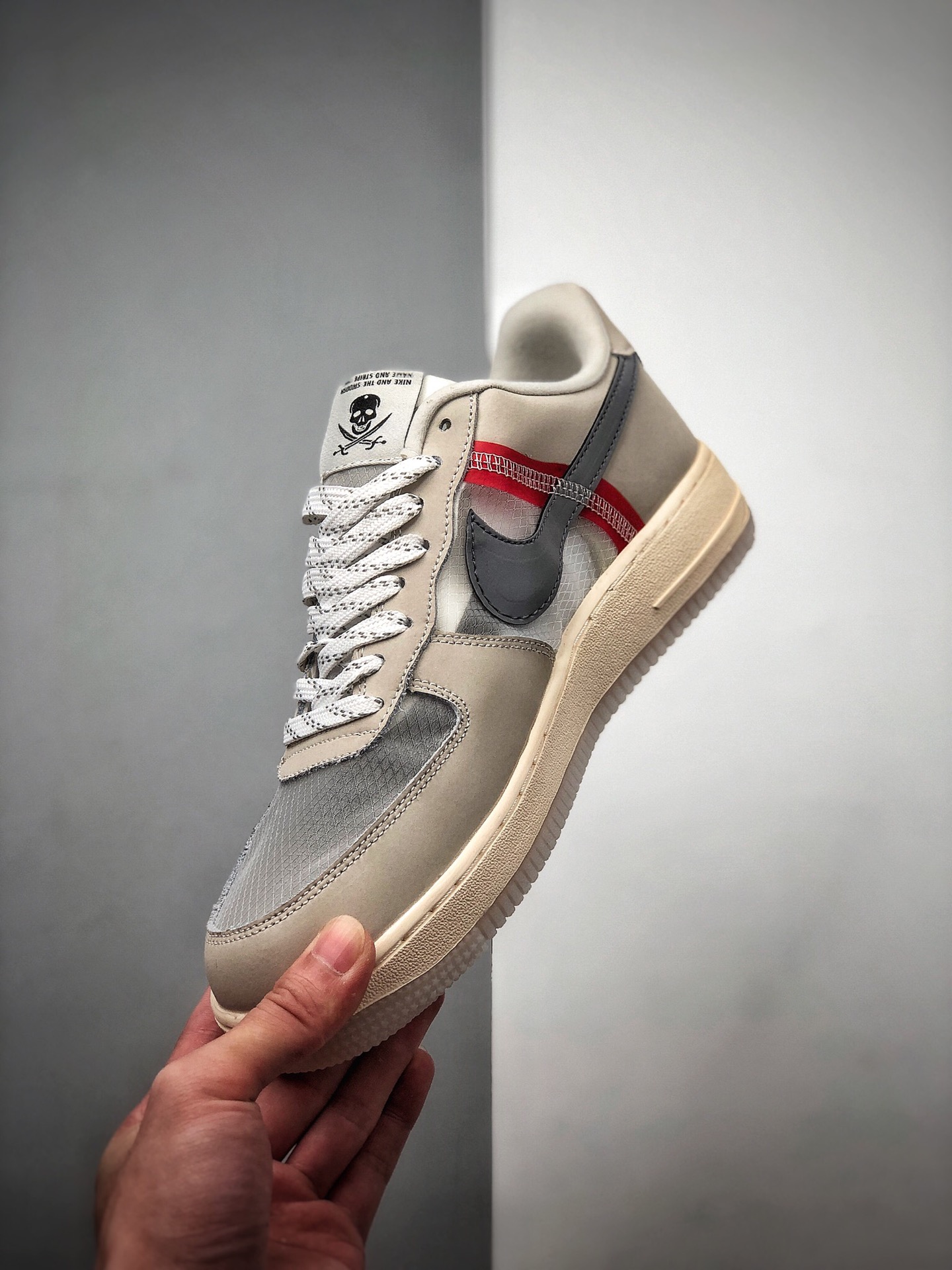 180 公司级 Nike Air Force 1 Low '07 “蚕网薄纱灰红色” 空AN3355-061