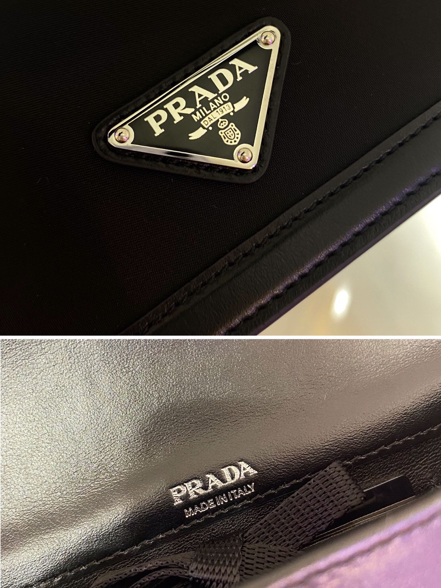 PRADA普拉达进口尼龙布料/进口小牛皮斜挎包1BP019