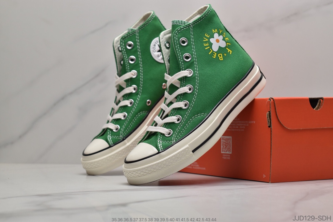 130 公司级  CONVERSE 70s X 小花联名高帮男女情侣休闲帆布板鞋