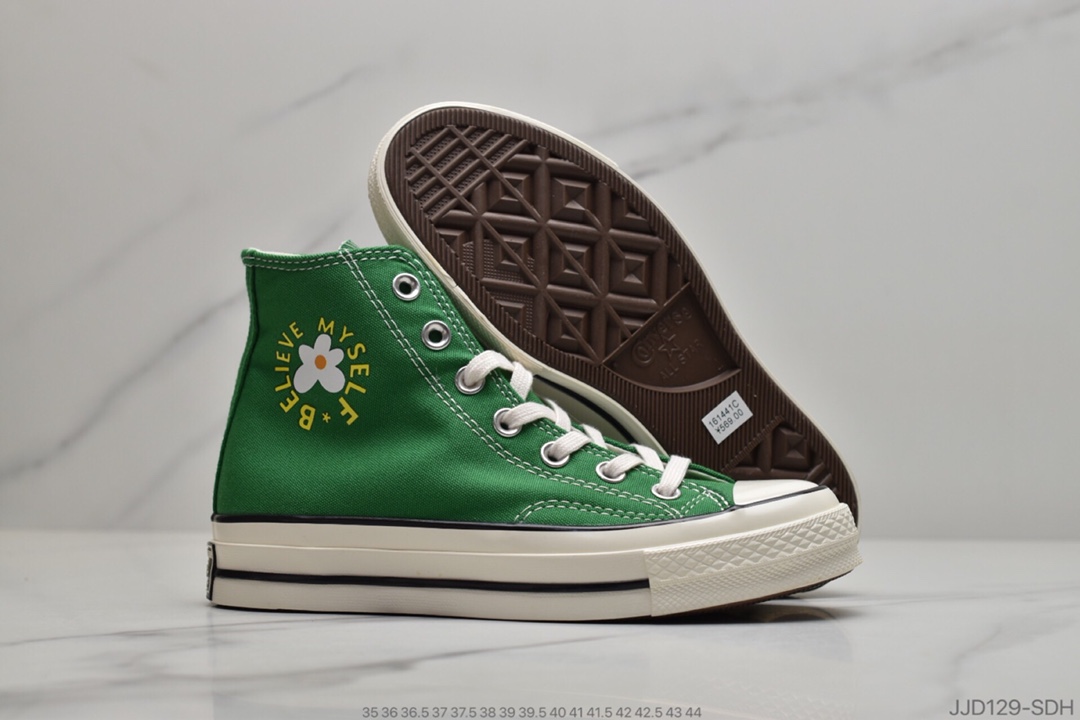 130 公司级  CONVERSE 70s X 小花联名高帮男女情侣休闲帆布板鞋