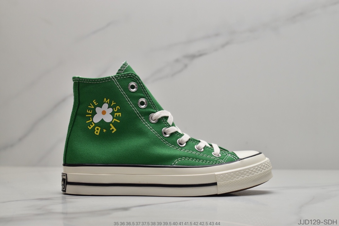 130 公司级  CONVERSE 70s X 小花联名高帮男女情侣休闲帆布板鞋