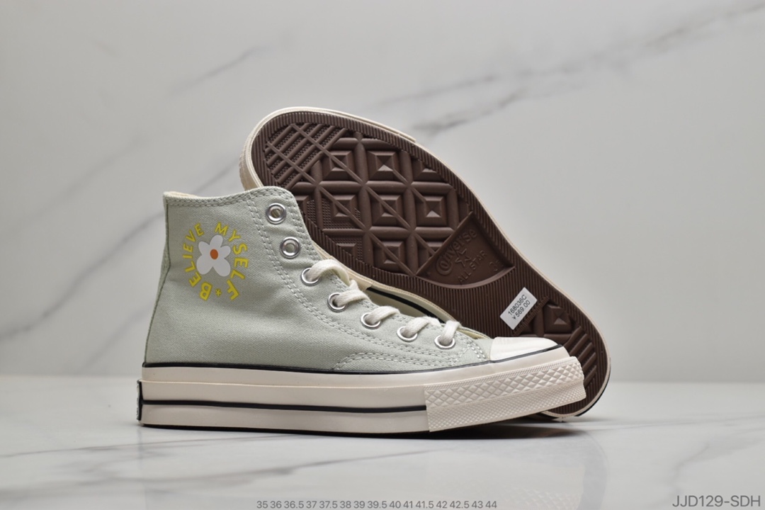 130 公司级  CONVERSE 70s X 小花联名高帮男女情侣休闲帆布板鞋