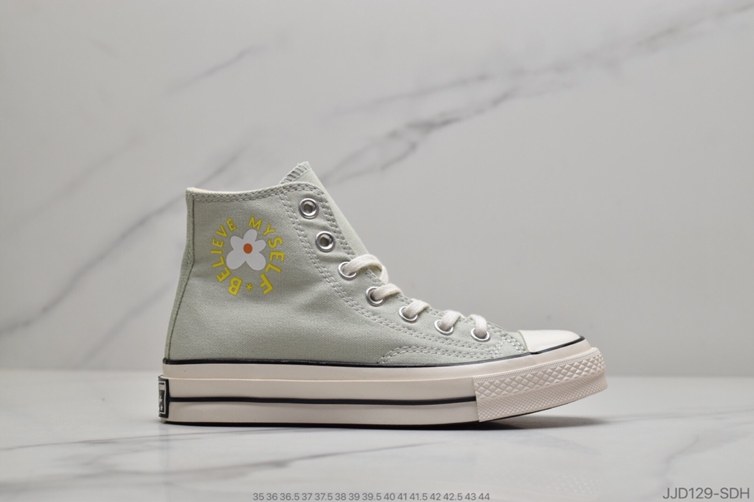 130 公司级  CONVERSE 70s X 小花联名高帮男女情侣休闲帆布板鞋