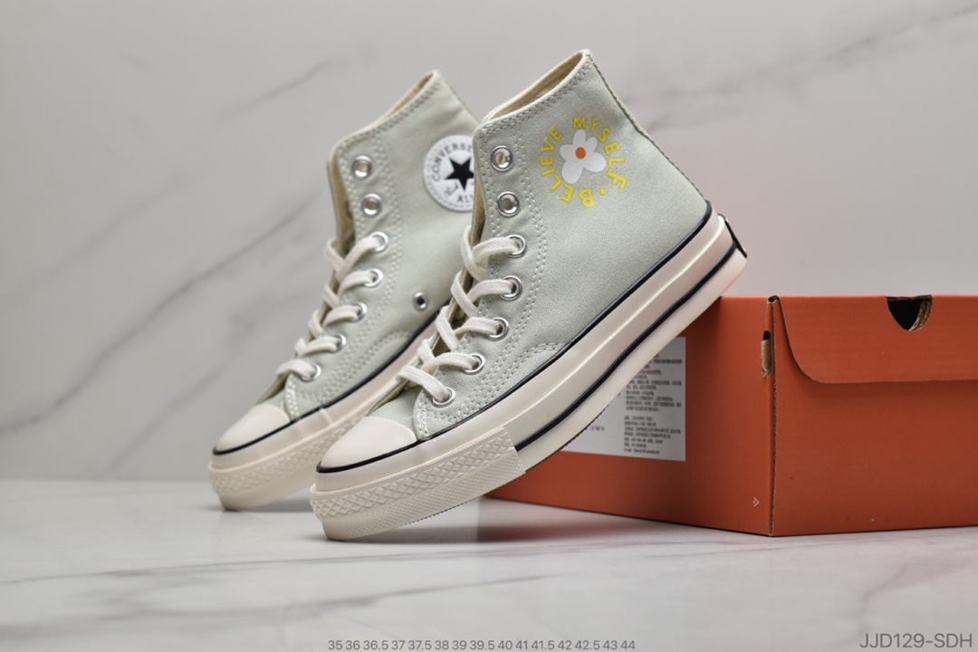 130 公司级  CONVERSE 70s X 小花联名高帮男女情侣休闲帆布板鞋