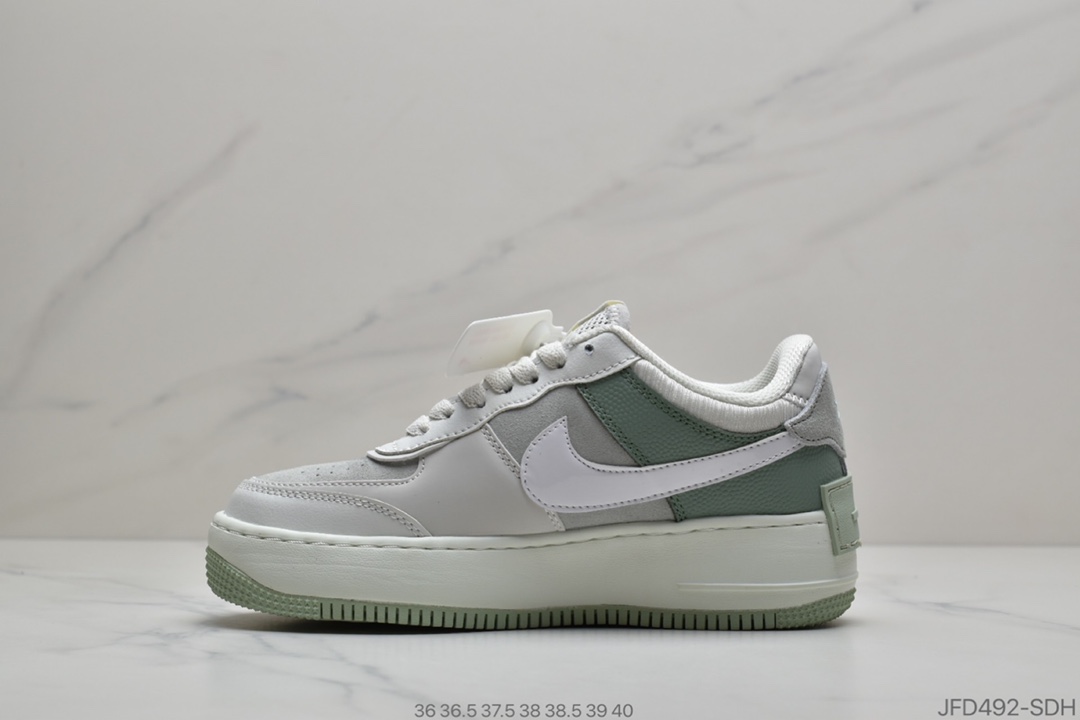 170 公司级 Nike WMNS Air Force 1 Shadow 灰绿反光 ”拼接马卡龙” 轻量增高低帮百搭板鞋 CW2655-001