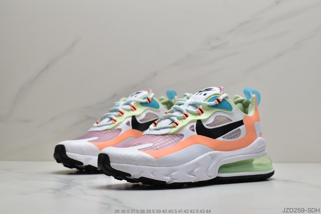 140 耐克Nike Air Max 270 React 瑞亚赛车系列后半掌气垫百搭运动慢跑鞋 货号: CJ0620-600