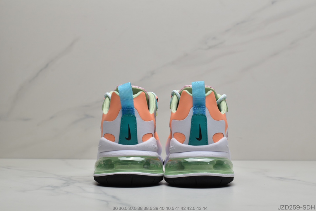 140 耐克Nike Air Max 270 React 瑞亚赛车系列后半掌气垫百搭运动慢跑鞋 货号: CJ0620-600