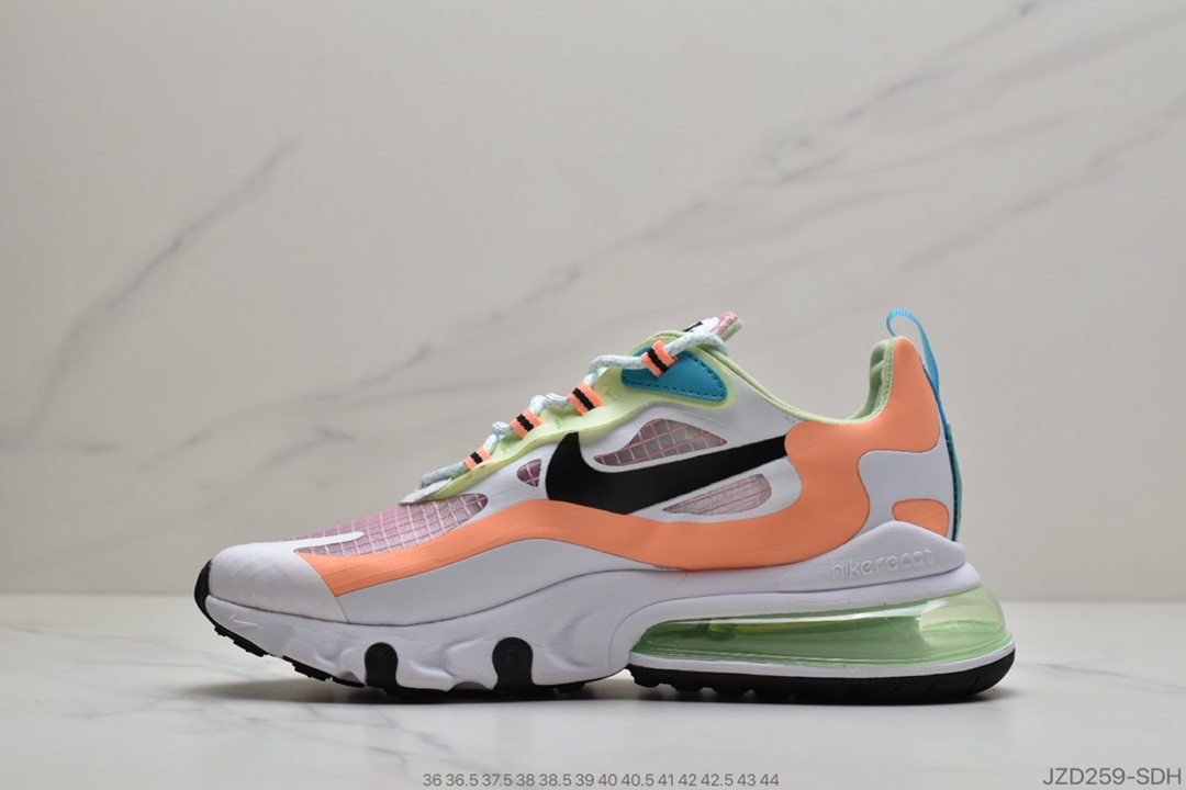 140 耐克Nike Air Max 270 React 瑞亚赛车系列后半掌气垫百搭运动慢跑鞋 货号: CJ0620-600