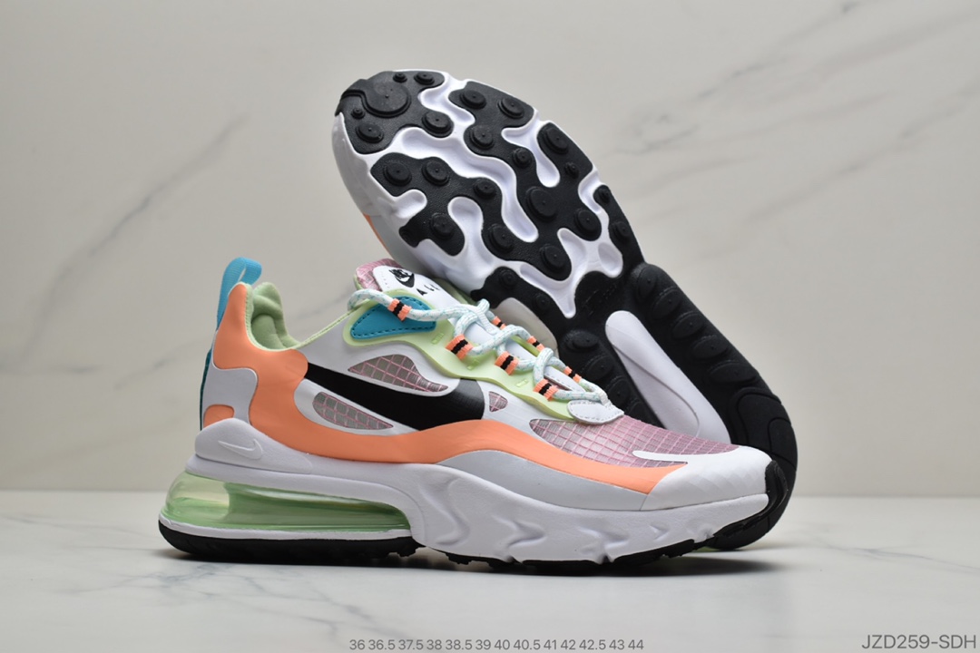 140 耐克Nike Air Max 270 React 瑞亚赛车系列后半掌气垫百搭运动慢跑鞋 货号: CJ0620-600