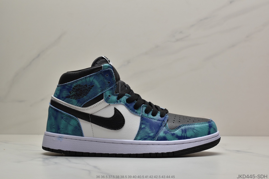 160 公司级  乔1 Air Jordan 1 “Tie-Dye”  乔丹1代高帮扎染孔雀绿  CD0461-100