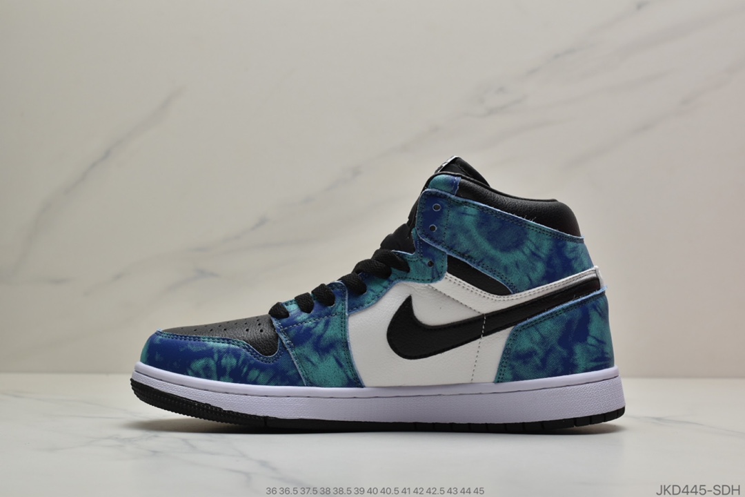 160 公司级  乔1 Air Jordan 1 “Tie-Dye”  乔丹1代高帮扎染孔雀绿  CD0461-100