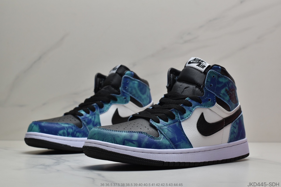 160 公司级  乔1 Air Jordan 1 “Tie-Dye”  乔丹1代高帮扎染孔雀绿  CD0461-100