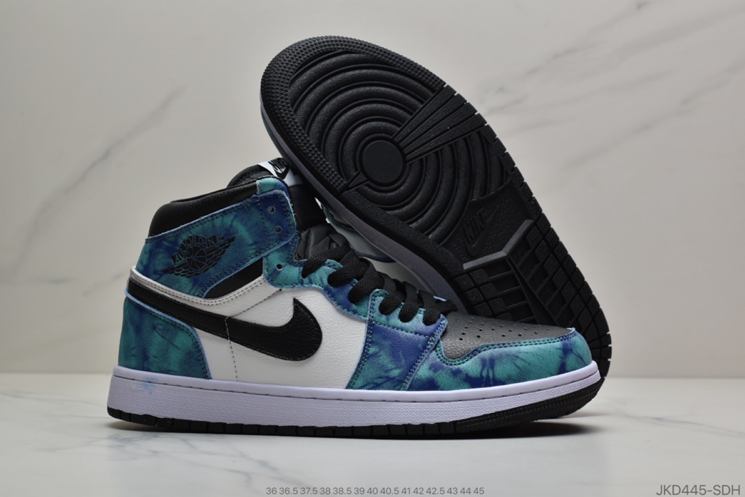 160 公司级  乔1 Air Jordan 1 “Tie-Dye”  乔丹1代高帮扎染孔雀绿  CD0461-100
