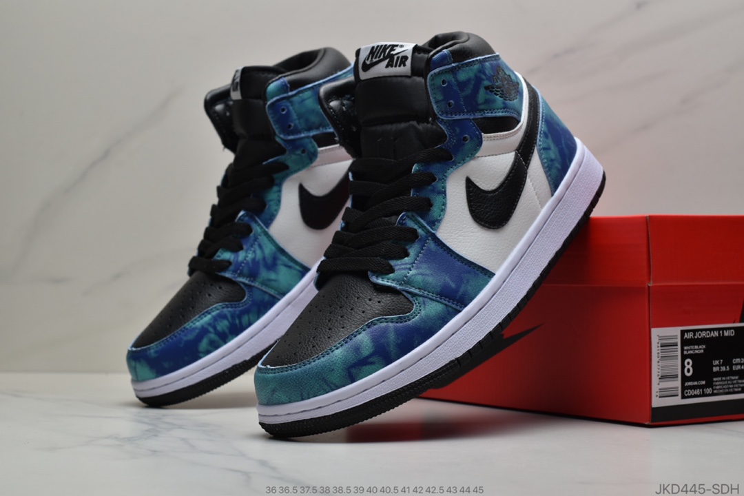 160 公司级  乔1 Air Jordan 1 “Tie-Dye”  乔丹1代高帮扎染孔雀绿  CD0461-100