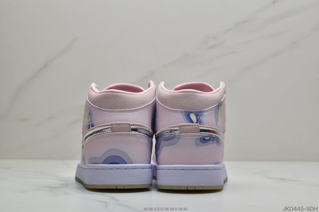 160 公司级  Air Jordan 1 Mid 粉银勾AJ1 乔丹1代 aj1 CW6008 600