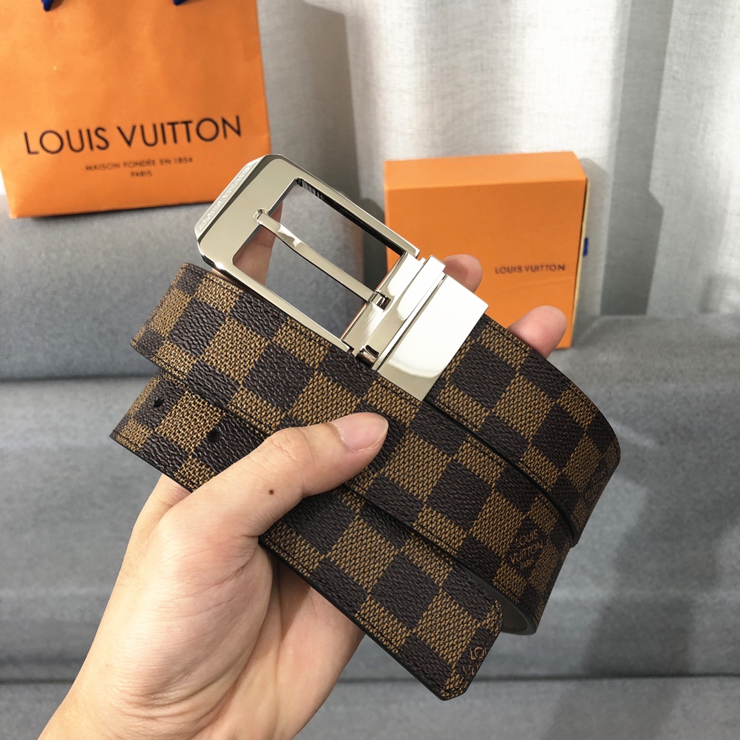 Louis Vuitton Belts Men Calfskin Canvas Cowhide