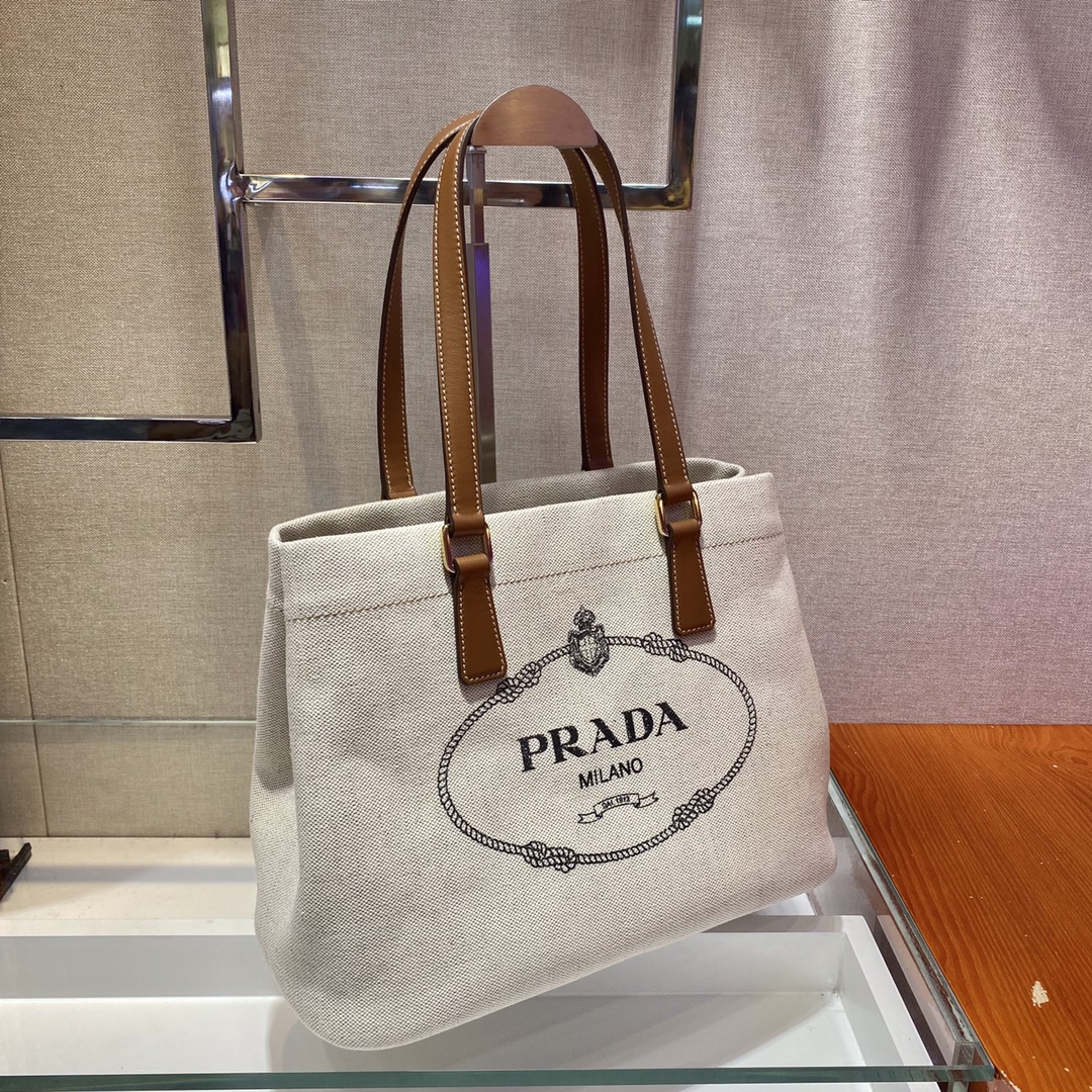 PRADA普拉达早秋款帆布手拎单肩包1BG356