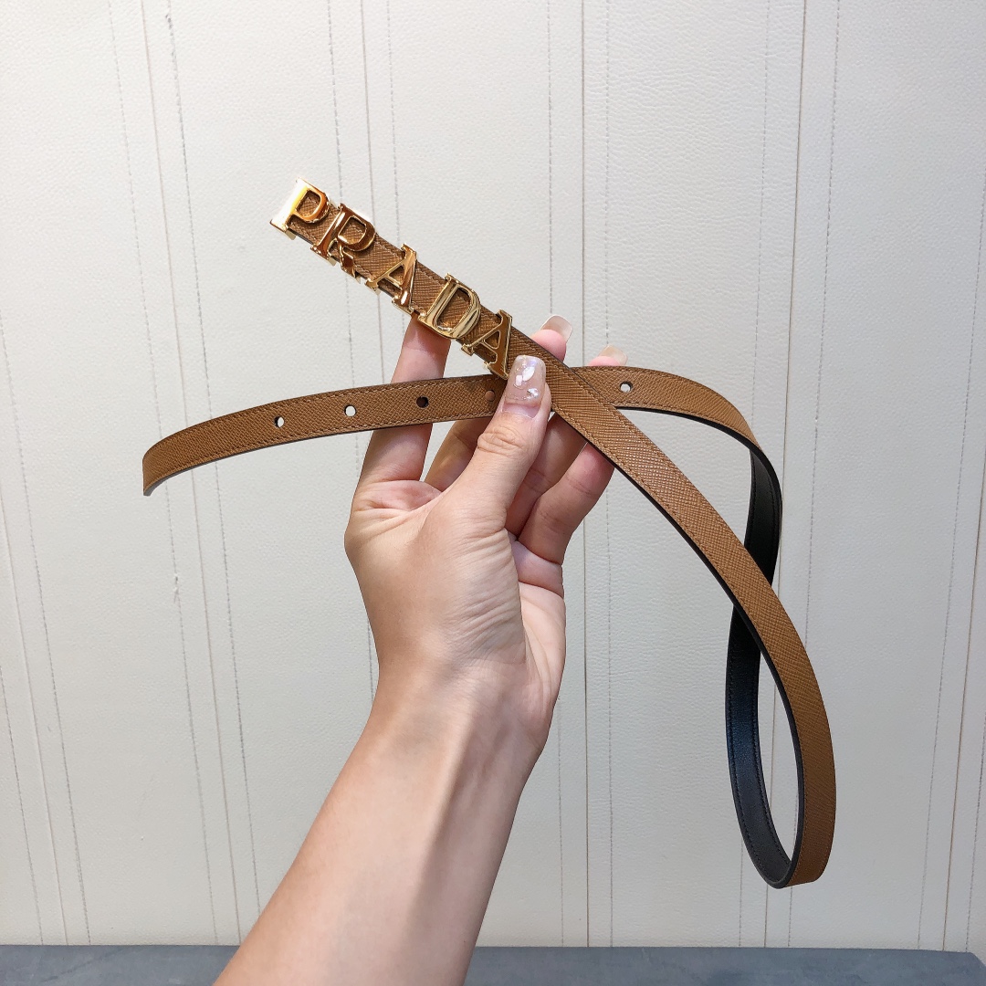 [Prada Belts]P goes to 240Prada Saffron cross patterned calf leather 1.5cm sli