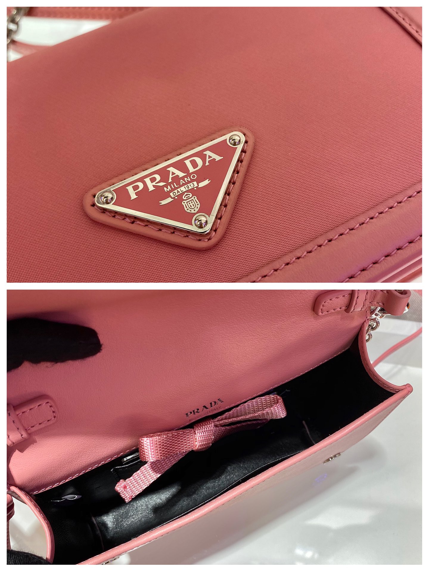 PRADA普拉达进口尼龙布料/进口小牛皮斜挎包1BP019