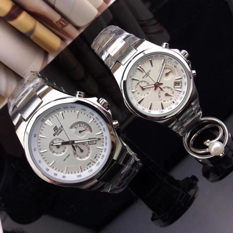 Casio-Cacio Quartz Wristwatch Set: EFR-500 & SHE-5019, Stainless Steel, Waterproof, High Quality Craftsmanship - 图片 2