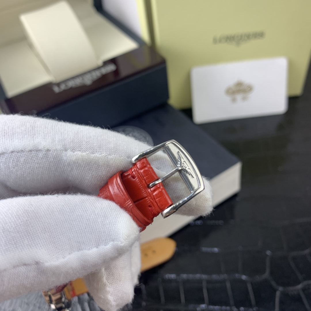 Longines 皇家 浪琴心月月相专门订做红色鳄鱼皮